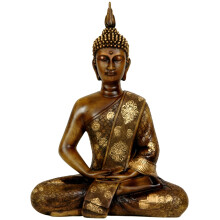 Red Lantern 11"" Thai Sitting Buddha Statue  Brown
