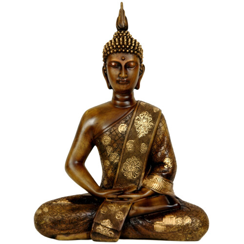 Rode Red Lantern 11"" Thai Sitting Buddha Statue  Brown