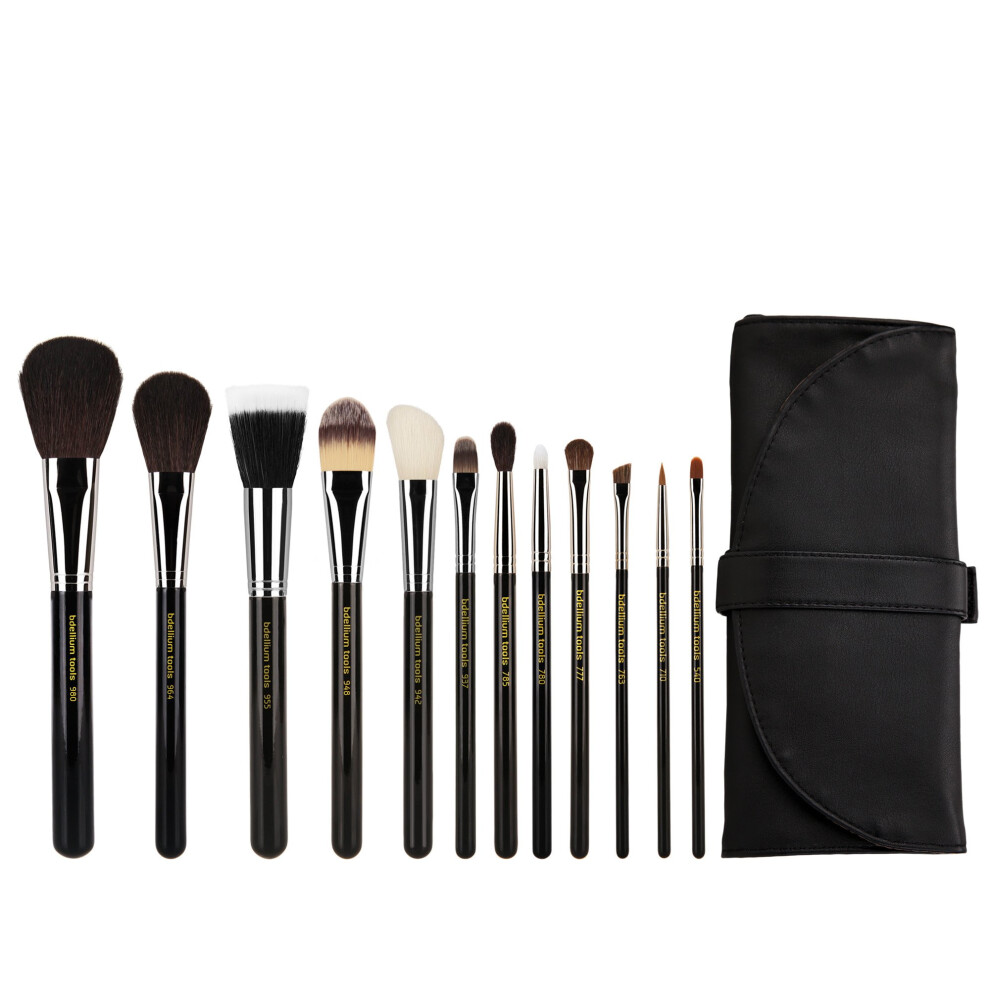 Bdellium Tools Professional Makeup Brush Maestro Series - Complete 12Pc. Brush Set With Roll-Up Pouch