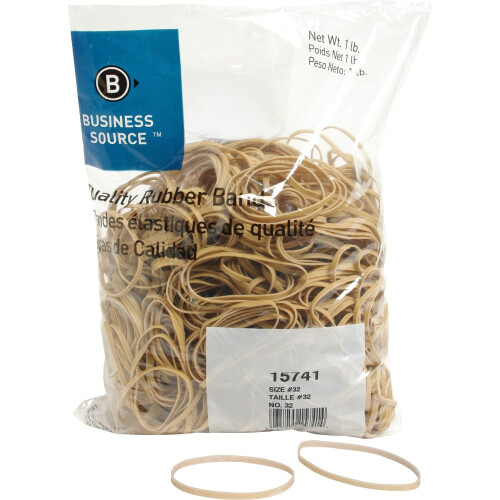 Business Source 15741 Λάστιχα, Μέγεθος 32, 1 lb./BG, 3-Ίντσες x 1/8-Ίντσα, Φυσικό Crepe