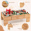 Costway 100Piece Train Set Table Multipurpose Wooden Kids Activity Table-Natural 3