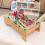 Costway 100Piece Train Set Table Multipurpose Wooden Kids Activity Table-Natural 5