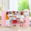 Costway Corner Play Kitchen Toddler Kitchen Playset With Range Hood-Pink 6