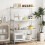 Costway Bakers Rack on Wheels 4-Tier Coffee Bar Table With Shelves-Silver 4