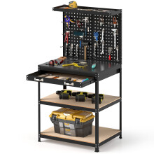81 x 41 CM Workbench 290KG Heavy-Duty Work Table With 2 PCS Pegboard-Black