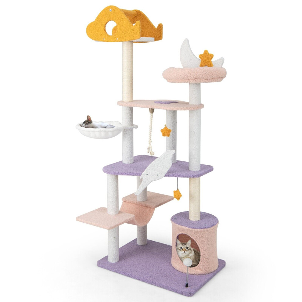 Cat Tree Indoor 167 cm Multi-level Tall Large Kitty Tower Climbing Frame
