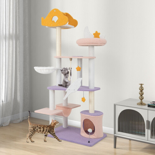 Costway Cat Tree Indoor 167 cm Multi-level Tall Large Kitty Tower Climbing Frame 2