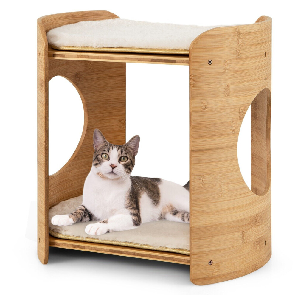 Elevated Cat Bed Cat Tower 2-Tier Cute Small Cat Tree With Cat Perch