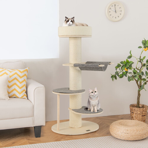 Costway Indoor Cat Tree 120 CM Multi-layer Cat Tower With Hammock 2