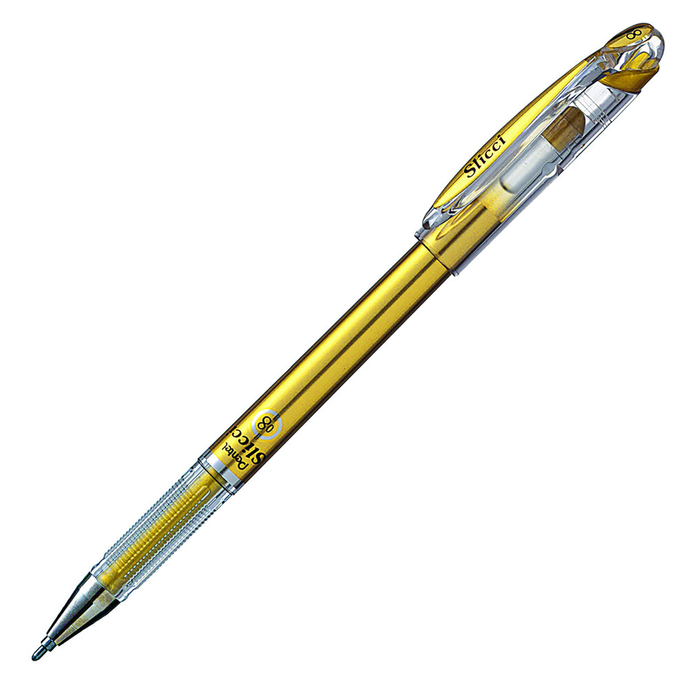 Pentel Arts Slicci Metallic 0.8 Mm Needle Tip Gel Pen Gold Ink Box O