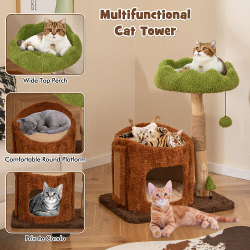 Costway Multifunctional Cat Tree Modern Cat Tower With Scratching Posts 2