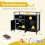 Costway Cat Litter Box Enclosure Hidden Cat Washroom With Double Doors-Black 4
