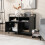 Costway Cat Litter Box Enclosure Hidden Cat Washroom With Double Doors-Black 7