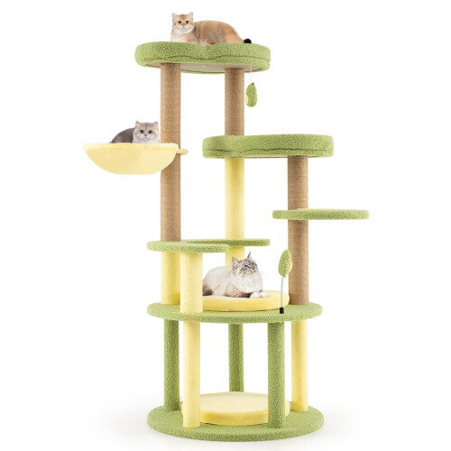 Costway Multi-level Cat Tree Avocado Theme Cat Tower With Wide Perch-Green