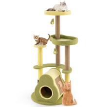 Avocado Cat Tree Multi-level Cat Tower With Private Condo-Green