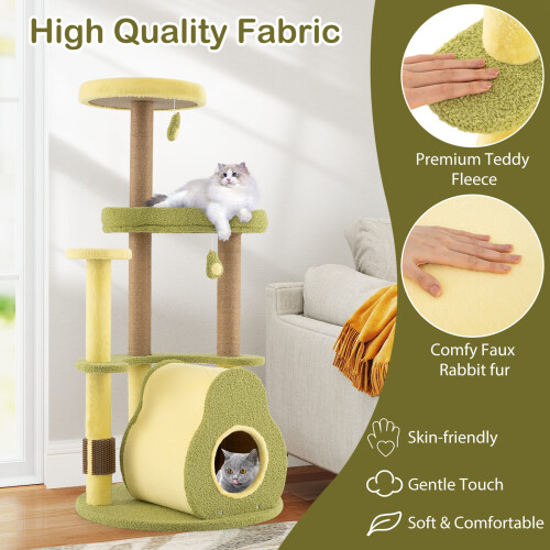 Costway Avocado Cat Tree Multi-level Cat Tower With Private Condo-Green 1