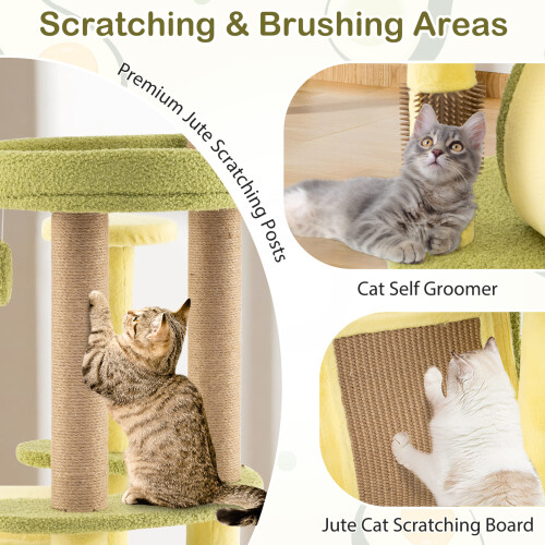 Costway Avocado Cat Tree Multi-level Cat Tower With Private Condo-Green 2