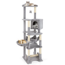 Multi-Level Cat Tree 176cm Tall Cat Tower With Top Perch And Condo