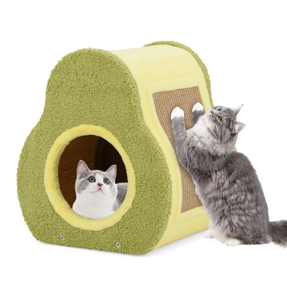 Costway Avocado-Shaped Cat House Cute Cat Shelter 35 X 33 X 40 Cm- Green