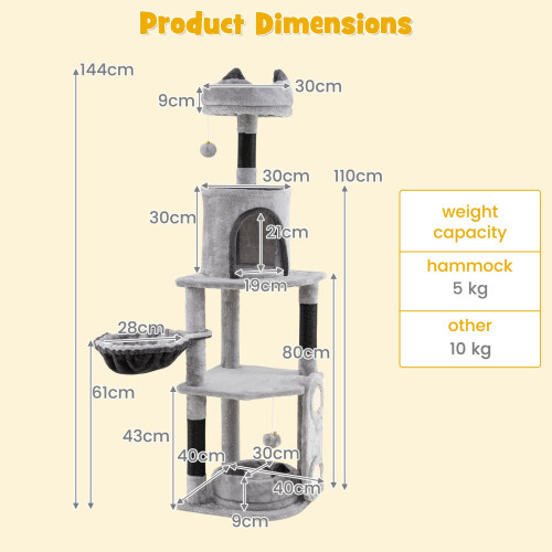 Costway Tall Cat Tree Indoor Cats Multi-level Large Cat Tower With Condo-Grey 2
