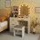 Costway Makeup Vanity Desk Dressing Table and Stool Set With Charging Station 6