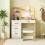 Costway Makeup Vanity Desk Dressing Table and Stool Set With Charging Station 9