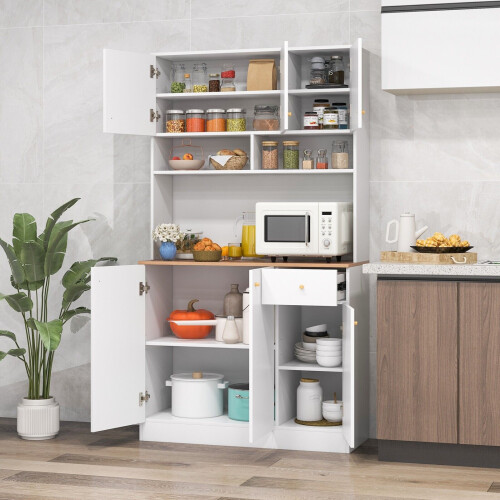 Costway 180cm Tall Pantry Cabinet Kitchen Cabinet Freestanding Buffet Cupboard 2