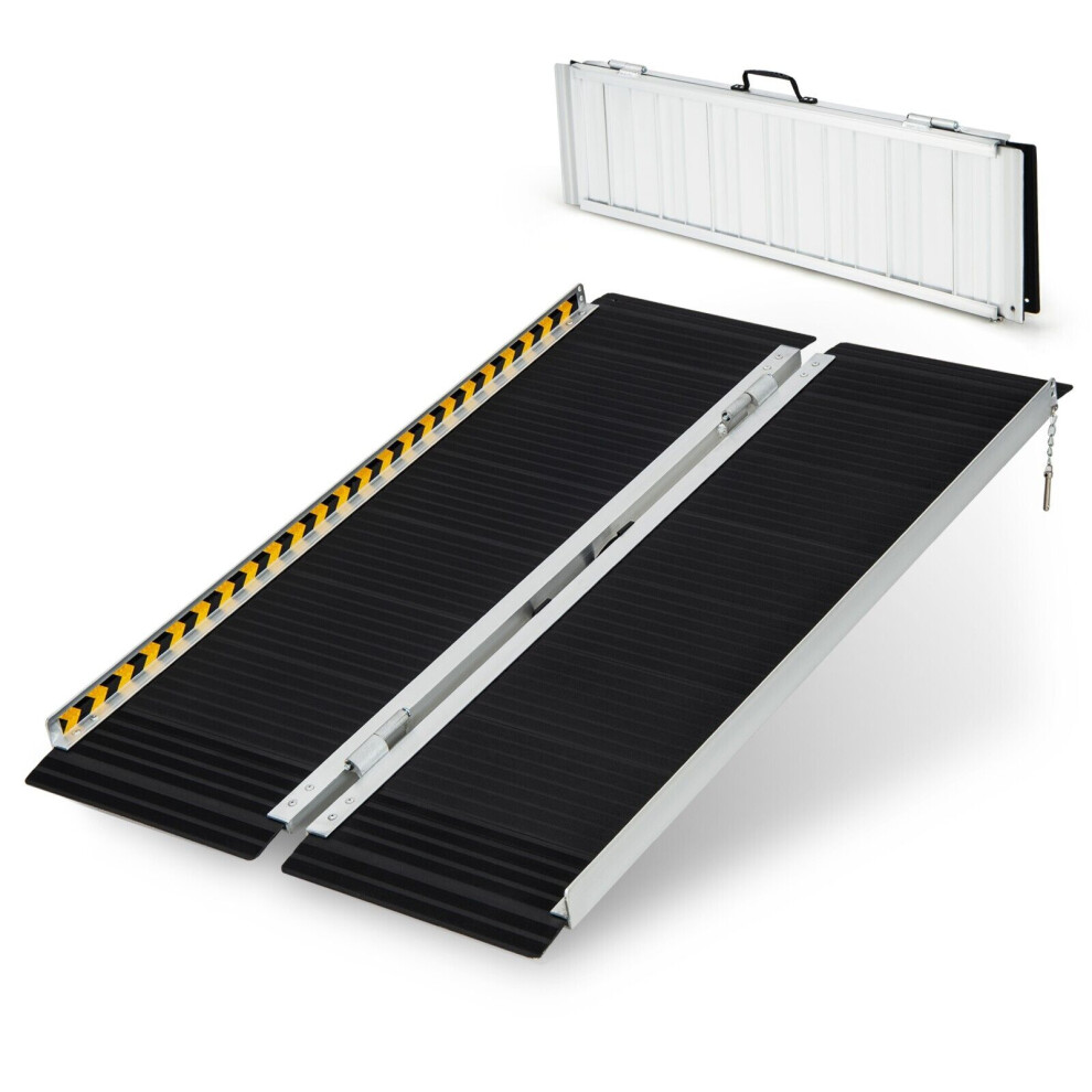 Costway 4Ft Portable Aluminum Wheelchair Ramp Threshold Ramp With Transition Plate