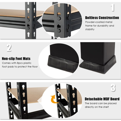 Costway 5-Tier Storage Rack Metal Storage Shelves With Adjustable Boards-Black 1