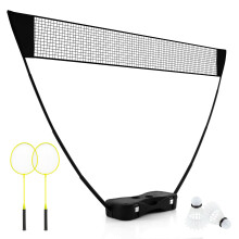 Portable Badminton Net Set All-In-One Badminton Set With Storage Base-Black