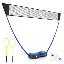 Portable Badminton Net Set All-In-One Badminton Set With Storage Base-Blue