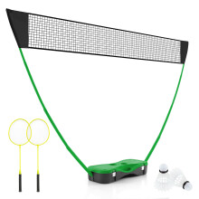 Portable Badminton Net Set All-In-One Badminton Set With Storage Base-Green