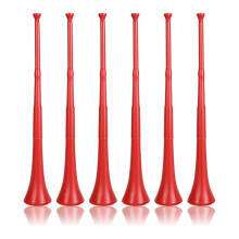 Vuvuzela - etel afrikkalaistyylinen kokoontaittuva sarvi, punainen (6 kpl pakkaus)