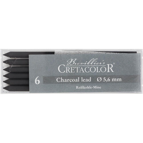 Μαλακό Μολύβι Ξυλοκάρβουνου, Γκρι, 5.6 mm, 6 Τεμάχια, Cretacolor, 26001