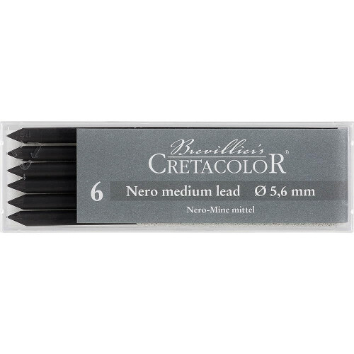 Cretacolor Nero Black Lead Medium 6/Pack