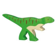 Figurina - HOLZTIGER - Allosauro - Legno dipinto a mano - Fabbricazione europea - 20,5 x 2,3 x 9 cm