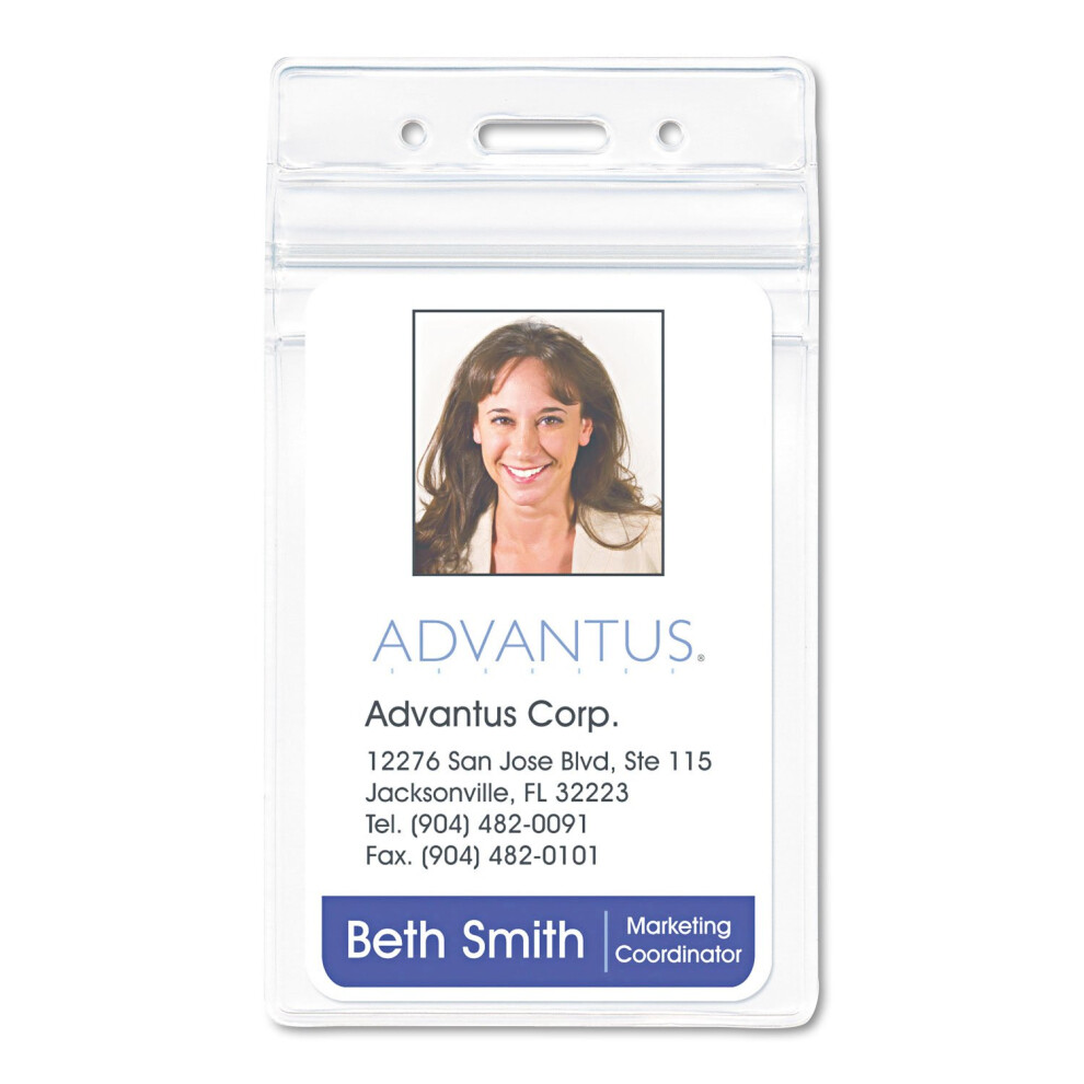 ADVANTUS PVC-Free Badge Holders  Vertical  3 x 4"" Insert Size  Pack of 50 Holders (75604)-image-OPC-PFNDZXY-NEW
