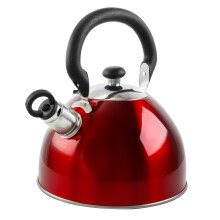 Mr. Coffee Morbern 1.8 Quart Stainless Steel Whistling Tea Kettle Red