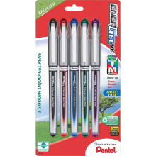 Pentel EnerGel NV -geelikyn   , keskikokoinen metallik   rkinen, mustelajitelma, 5 kpl (BL27BP5M)