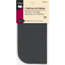 Patches de Ferro Dritz Twill, 5 x 5 Polegadas, 2 Contagem, Cinza