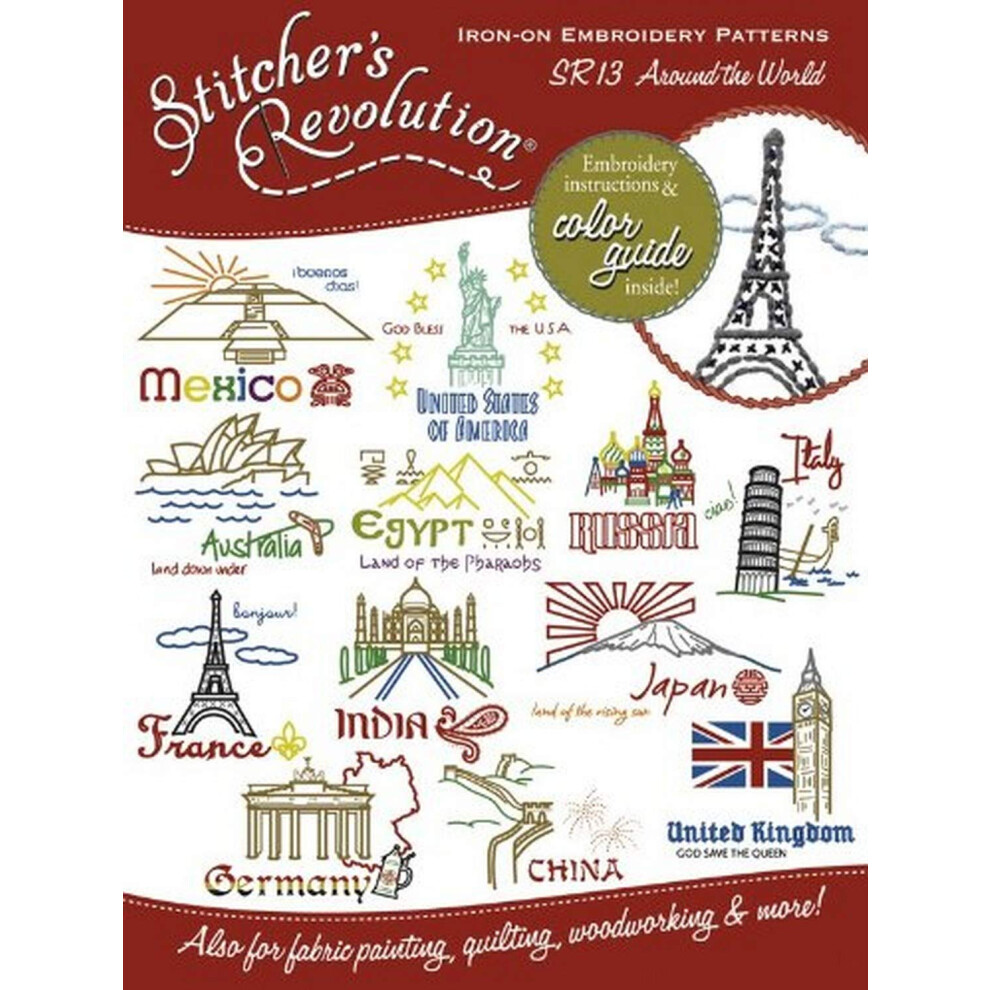 Stitcher's Revolution Iron-On Transfer Pattern for Embroidery  Around The World Landmarks