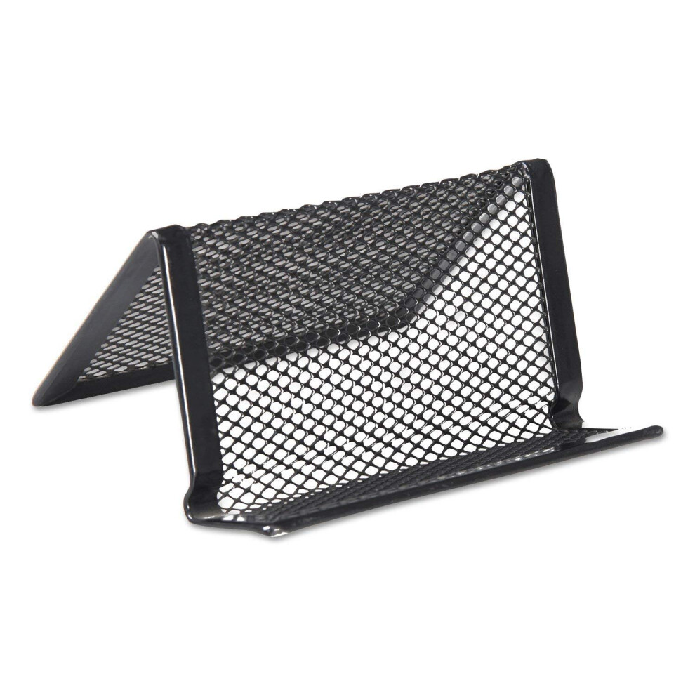 Universal Mesh Metal Business Card Holder  Holds 50 2.25 X 4 Cards  3.78 X 3.38 X 2.13  Black