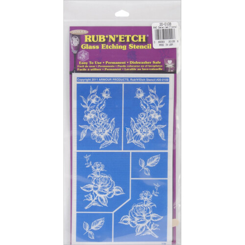 Stencil Rub N Etch Armour, Λεπτομερής Λουλουδάτη σχεδίαση