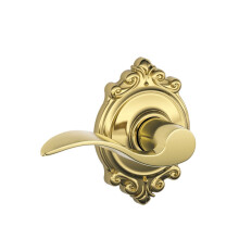 SCHLAGE Accent Lever with Brookshire Trim Hall and Closet Lock in Bright Brass