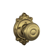 SCHLAGE Georgian Knob with Brookshire Trim Non-Turning Lock  Antique Brass F170 GEO 609 BRK