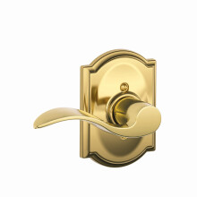 SCHLAGE Accent Lever with Camelot Trim Non-Turning Lock in Bright Brass - Left Handed