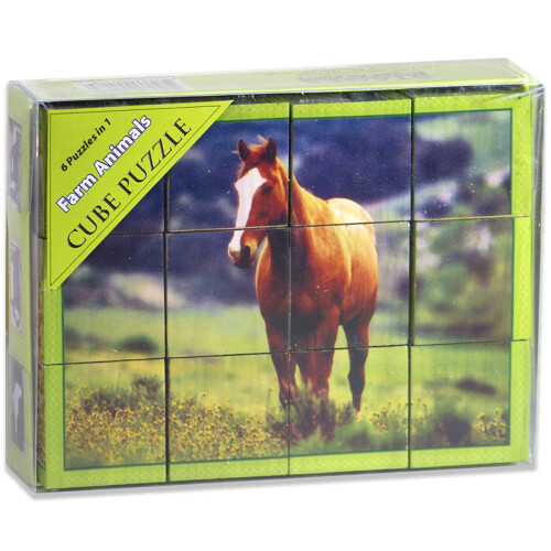 Faser L?ring af tr?farmdyr Cube -puslespil til b?rnehave sprogbygger (SLM408)