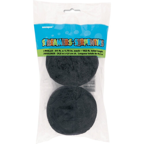 Unique Crepe Streamer 81 Feet 2/Pkg-Black