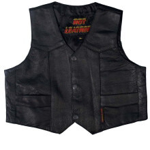 Hot Leathers VSK1002 Youth Classic Biker Vest (Black Large)