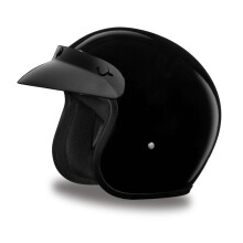 Helma Daytona Cruiser Hi-Gloss Black lehk 3/4 skorepinov motocyklov prilba s pridanm odnmatelnm lesklm cernm zornkem Bluetooth kompati